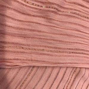 Pink with gold sequin scarf. Light weight.